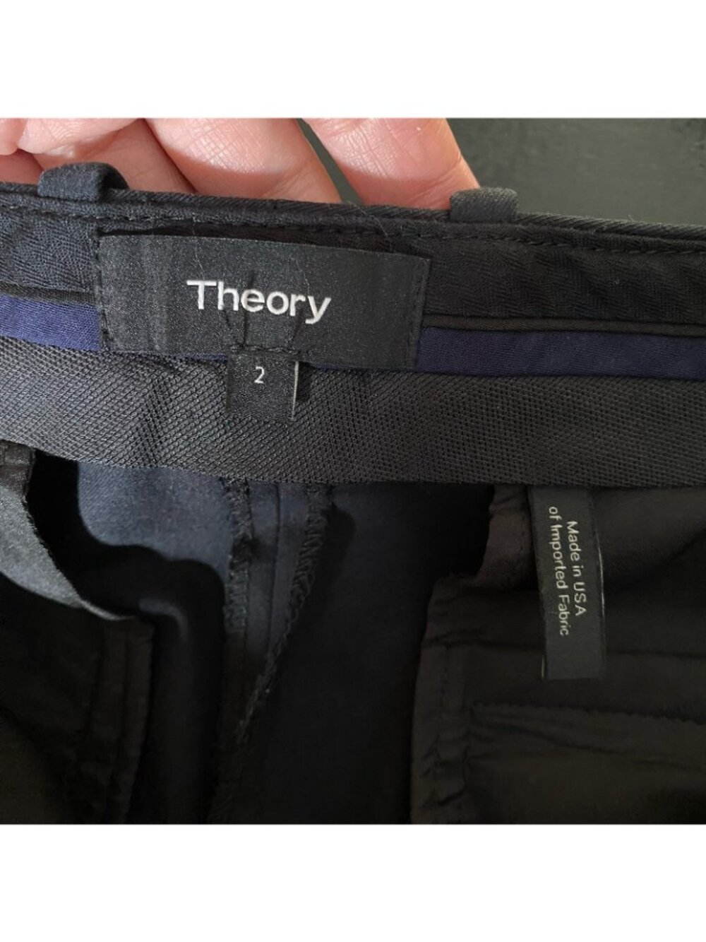 Theory Hartsdale Pants 2 Straight Leg Ankle Black Trouser Minimalist Office Work - Picture 8 of 13